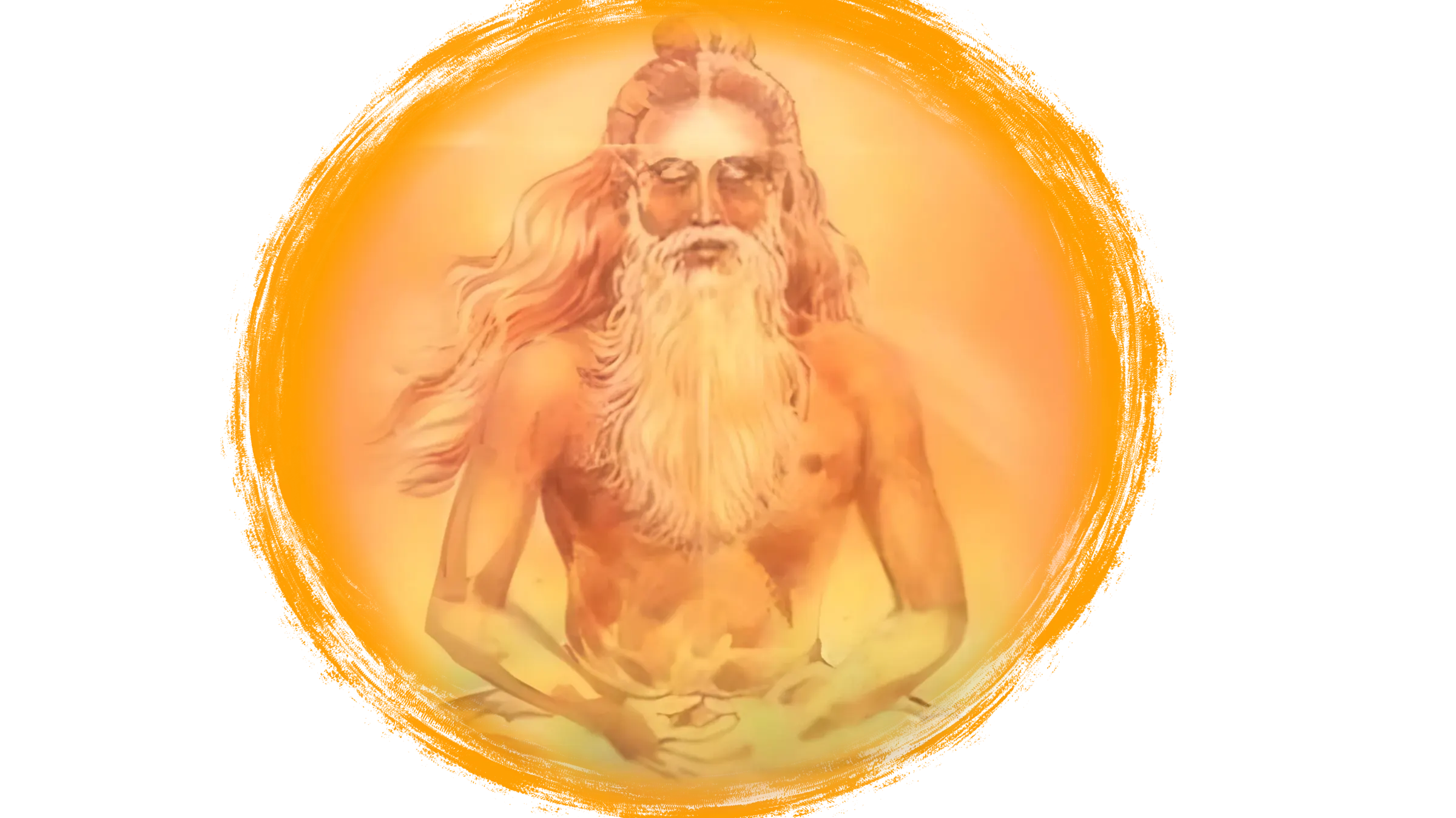 Maharshi Patanjali depicted in meditation within a radiant golden aura.